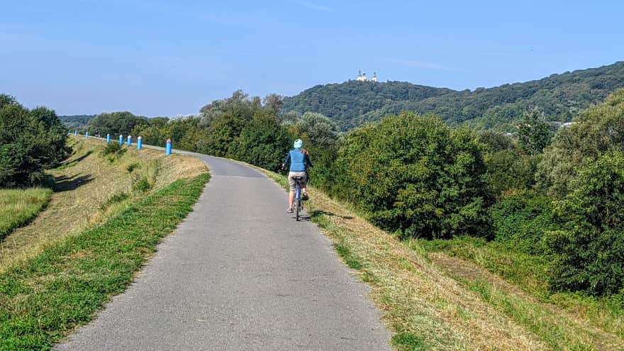 Trasa rowerowa do Tyńca - widok na Las Wolski i klasztor Kamedułów