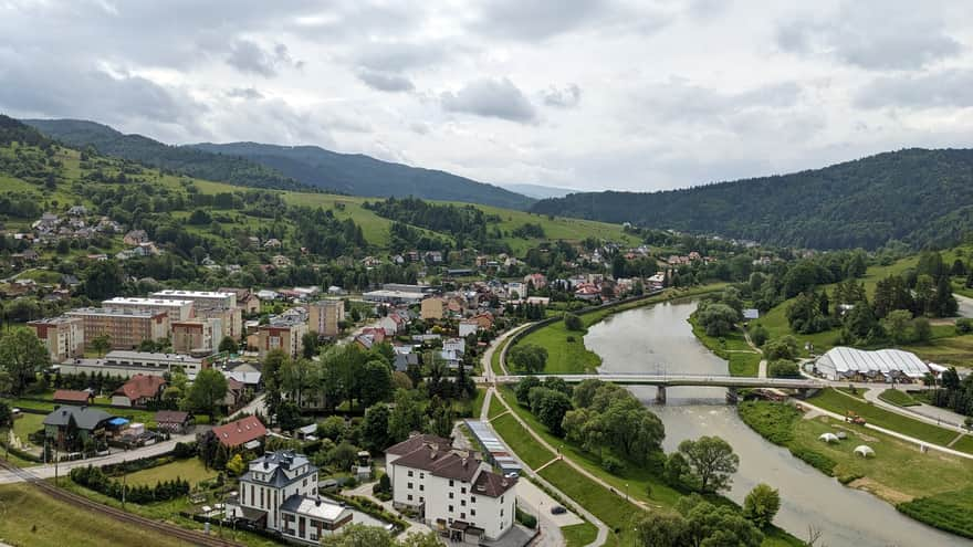 Widok z wieży zamku w Muszynie