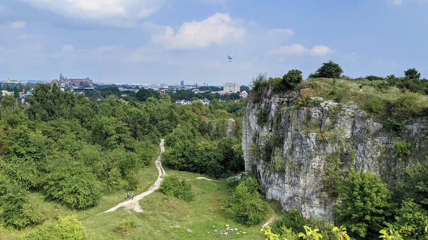 Scenic route around Zakrzówek quarry - view towards Wawel