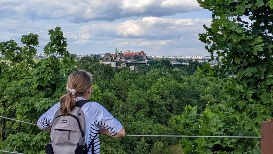 Scenic route around Zakrzówek quarry - view of Wawel