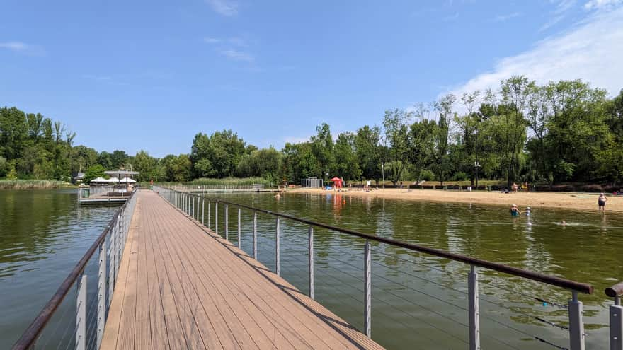 Wooden piers at the "Stawiki" swimming area in Sosnowiec