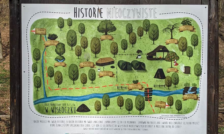 Waterfall on the Wisłoczek marked on the plan of the SKPB student tent base from Rzeszów