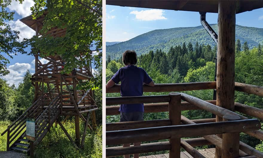 The "Szczerbanówka" lookout tower at Przysłup Pass in the Bieszczady Mountains